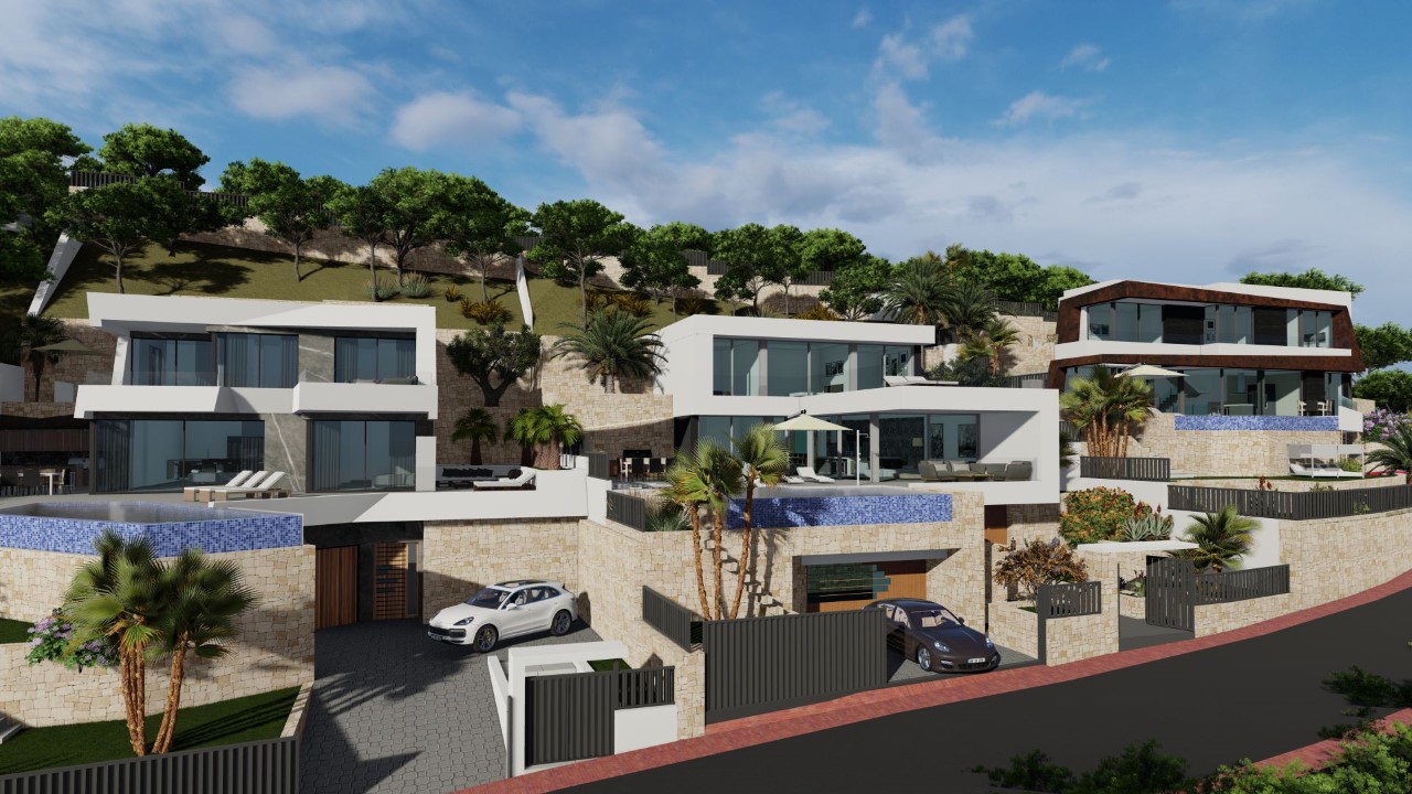 Neues Projekt Luxusvilla mit Blick auf das Meer und den Felsen von Calpe