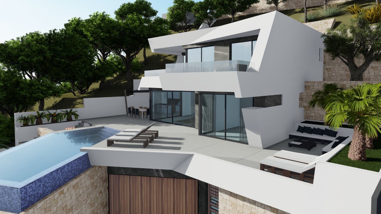 Nieuw project luxe villa met uitzicht op de zee en de rots van Calpe