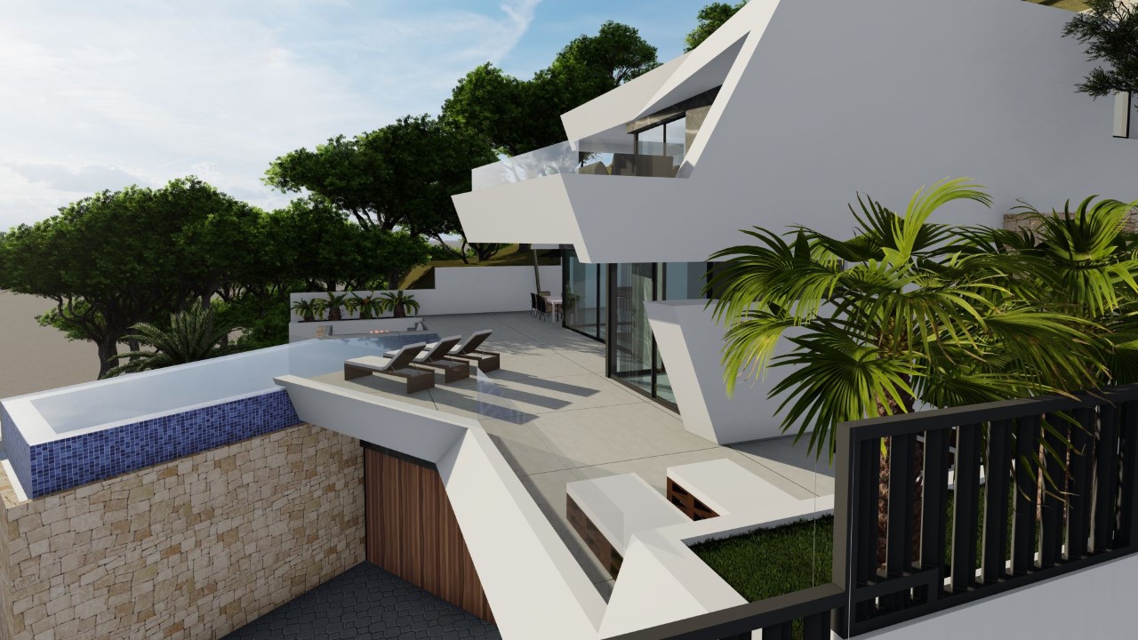 Nieuw project luxe villa met uitzicht op de zee en de rots van Calpe