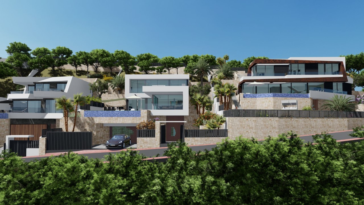 Neues Projekt Luxusvilla mit Blick auf das Meer und den Felsen von Calpe