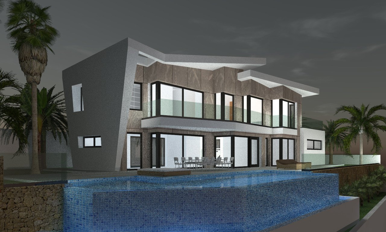 Project van 4 exclusieve gloednieuwe luxe villa's met uitzicht op zee in Calpe