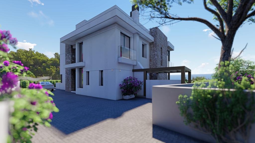 Nieuwe villa in Calpe op de tweede lijn van de zee met een prachtig uitzicht