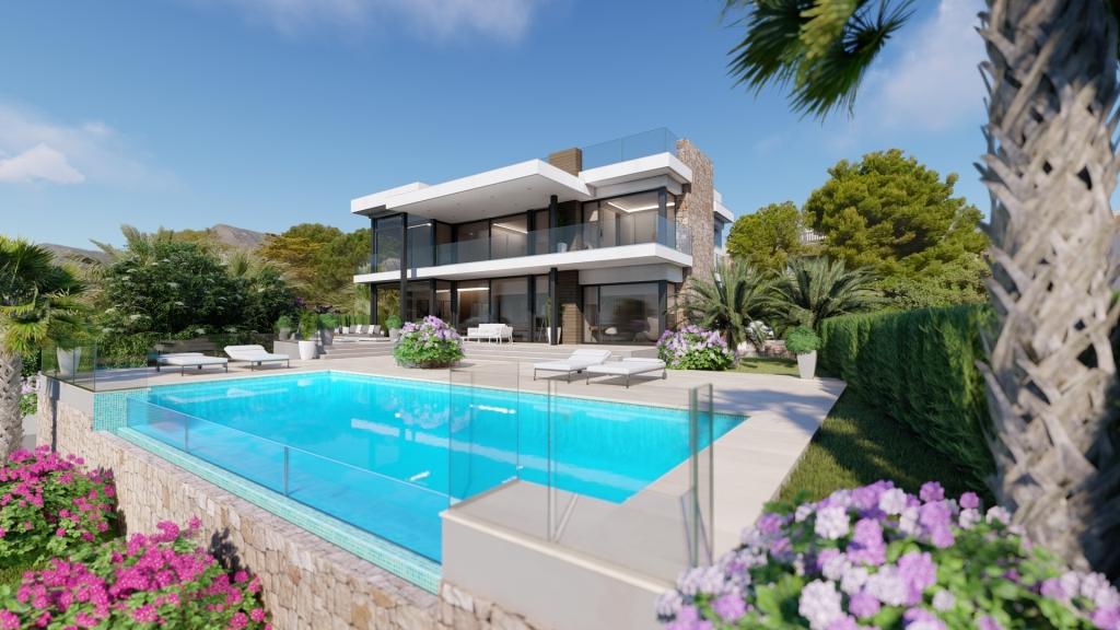 Neue Villa in Calpe in zweiter Meereslinie mit atemberaubender Aussicht