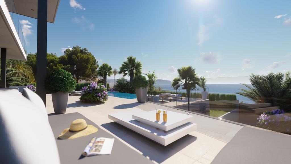 Nieuwe villa in Calpe op de tweede lijn van de zee met een prachtig uitzicht